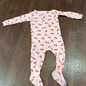 Pink magnetic onesie. Size 12-18mo. Pink with red cherries